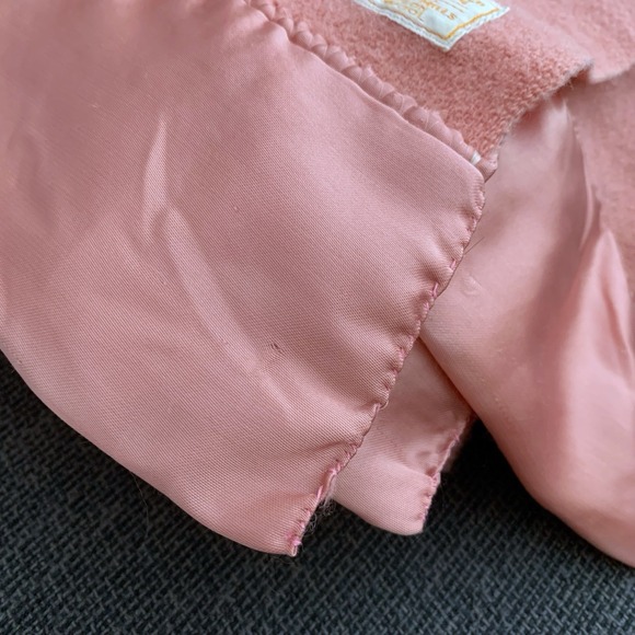 Vintage 50s Pendleton Pink Wool Blanket Satin Trim Blanket - Picture 3 of 4